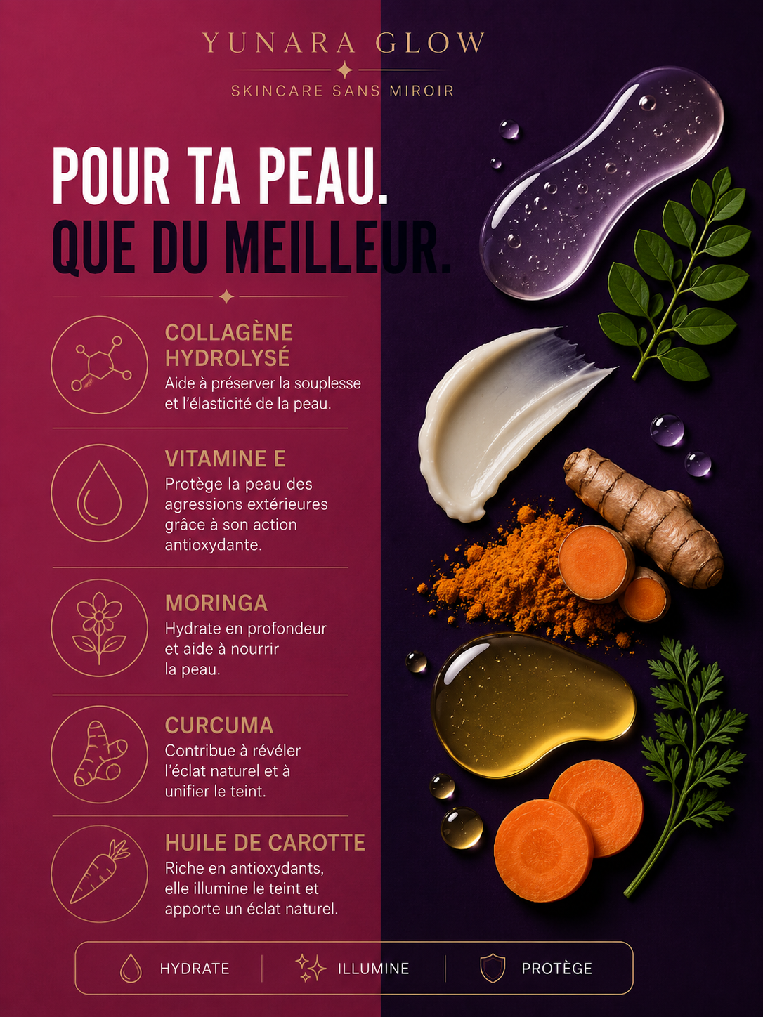 YUNARAGLOW Femme - Stick Visage Baume Lèvres - Collagène Visage - Routine Simple - No Makeup - Sans Fond de Teint - Beauté Rapide - K-Beauty