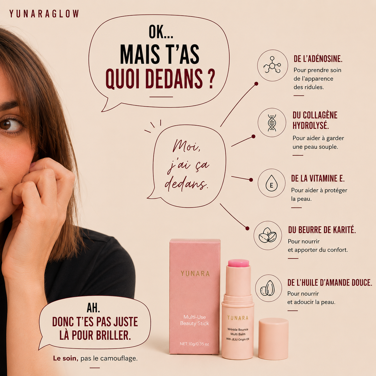 Stick Soin Multi-Usage & Bonne Mine — Visage, Regard, Lèvres & Cheveux